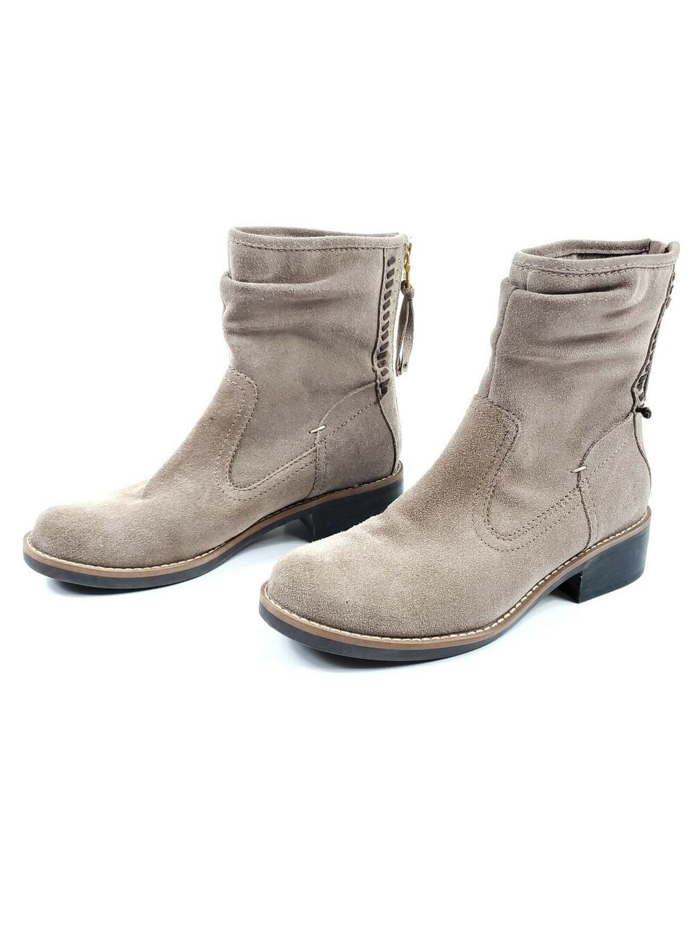 Lucca Lane Boots 7 Tan Brown Suede Leather Zip Up Above Ankle Carolsue Shoes